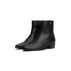 Stiefelette TOMMY HILFIGER "TH LEATHER POINTY ZIP BOOTIE", Damen, Gr. 37, schwarz, Leder, klassisch, Schuhe, Blcokabsatz, Businessschuh, Westernstiefelette in spitzer Form