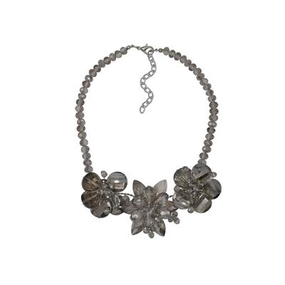 Steuer Modeschmuck Kette Glänzend Glasstein grau Karabiner Image