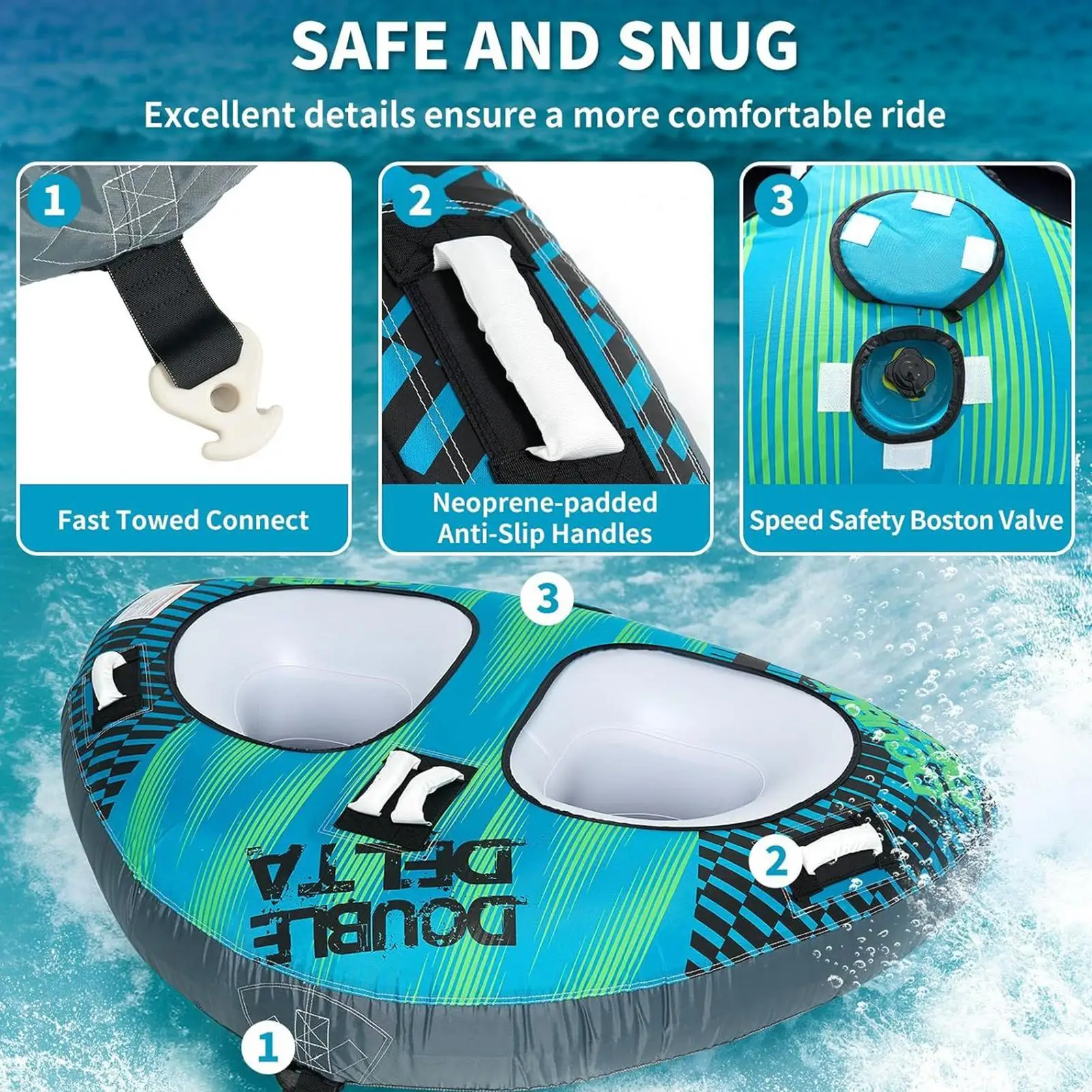 Tubes remorquables pour la navigation de plaisance, radeau flottant gonflable, grands Tubes de navigation portables pour Rafting, Kayak, sports nautiques, piscine, Wakeboard
