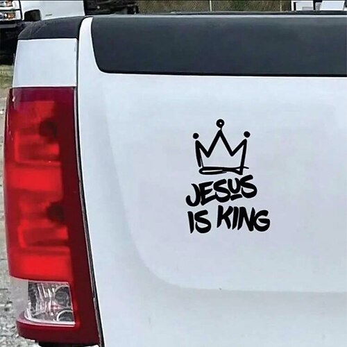 5 adesivi per auto con croce cristiana Gesù adesivo per paraurti non posso ma conosco un tizio adesivi decorativi per auto creativi con corona Gesù è re