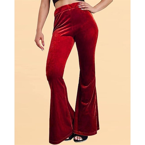 Damen Cordhose Schlaghose Streetwear Lässig Volle Länge Natürliche Taille Einfach Elastischer Bund Bequem Straße Ferien Alltagskleidung Dunkelblau Grau Schwarz Rot Herbst Normale Passform Image