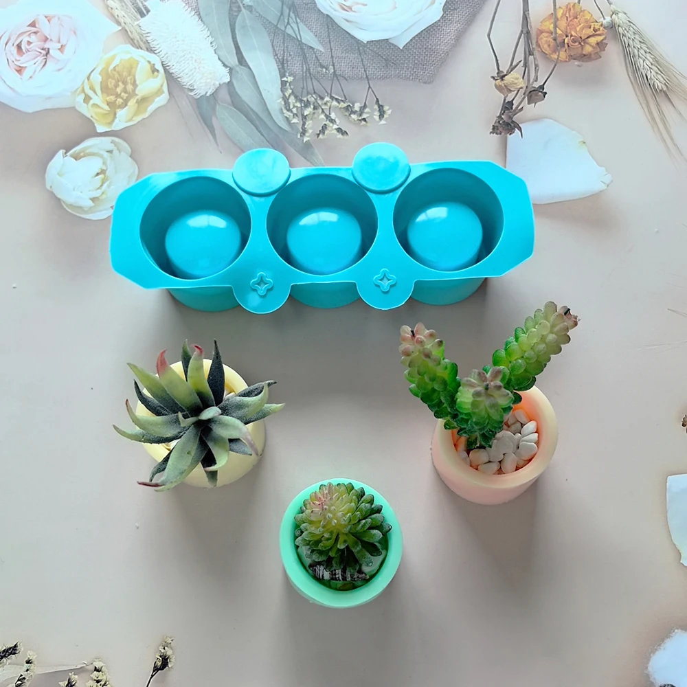 1pc Silikon blumentopf form DIY3 loch kreisförmige form epoxidharz produktion tropf kleber form Sukkulenten form, Image