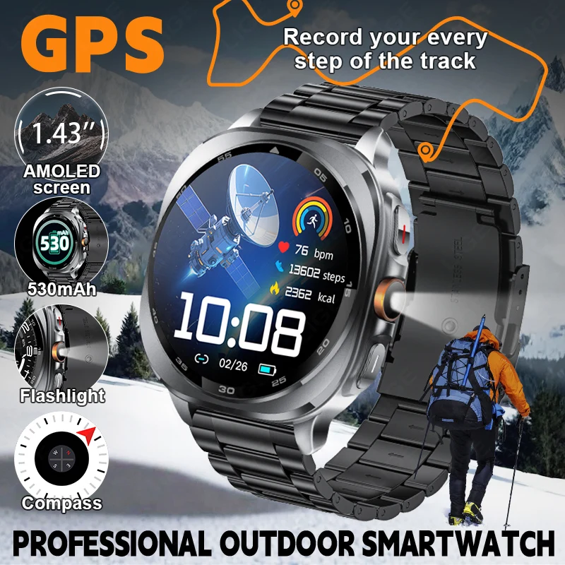 LIGE GPS-Positionierung Smartwatch Herzfrequenzüberwachung 100 + Sportmodus Tracking Smart Watch 3ATM Wasserdichte Taschenlampe Smart Watch Image