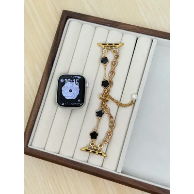Gold Blume Metall Link für Apple Watch Band Serie 8/7/6/10/9 40mm 41mm 38mm 42mm 44mm 45mm 46mm Armband Image
