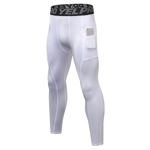 Herren Kompressionshose Kompressionsstrumpfhosen Sport-Baselayer Mit Taschen Hohe Taille Unterteile Fitnessstudio Athleisure Trainieren Frühling Herbst Schnelltrocknend Fitnessstudio Basketball Image
