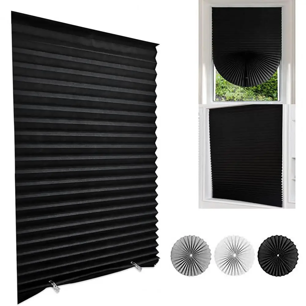 Akku-Fensterjalousien, maßgeschneidert, zum Aufkleben, temporäre Jalousien, ohne Bohren, plissierte Jalousien für Fenster, Türen, Zuhause, Schlafzimmer, Küche