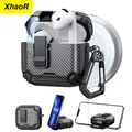 Custodia protettiva per auricolari per Airpods 4 ANC Custodia magnetica con blocco di sicurezza per Airpods Pro 2 con gancio Supporto per telefono Copertura per cuffie
