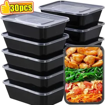 10/30pcs disposable Food Containers with Lids Plastic Bento Lunch Box Fruit Fridge Fresh-keeping Boxes Kitchen Food Storage