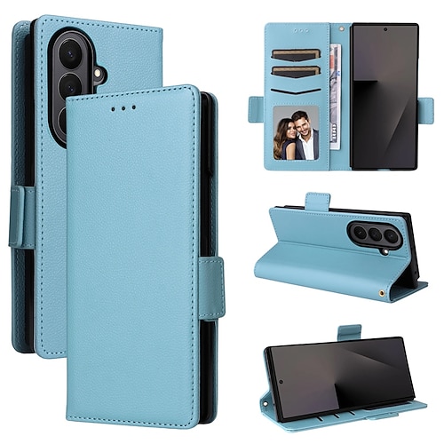 Handy Hülle Handyhüllen Für Samsung Galaxy Z Fold 7 Z Fold 6 Z Fold 5 Z Fold 4 Rückseite Mit Handgelenkschlaufe Ständer Kartenfach Retro TPU PU-Leder Image