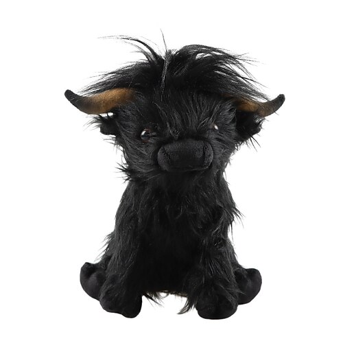 Simulation Hochlandkuh Plüschtier, weich ausgestopftes, lebensechtes Tierspielzeug, Hochlandkuh, Kawaii-Geschenk für Kinder, Spielzeug für Jungen und Mädchen, Geburtstagsgeschenk Image