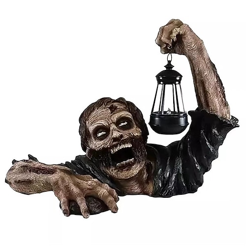 1 stücke halloween skulptur zombie laterne krabbeln horror decor garten scary lichter atmosphäre dekoration mit licht ornamente Image