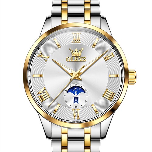 Die neue Olevs Herren-Businessuhr mit leuchtender Kalender-Tagesanzeige ist eine modische, trendige, lässige und wasserdichte Herren-Sportuhr. Image