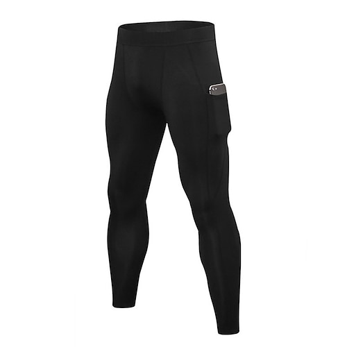 Herren Kompressionsstrumpfhosen Thermo-Kompressionshose Sport-Baselayer Mit Taschen Hohe Taille Unterteile Fitnessstudio Athleisure Trainieren Herbst Winter Warm Schnelltrocknend Fitnessstudio Image