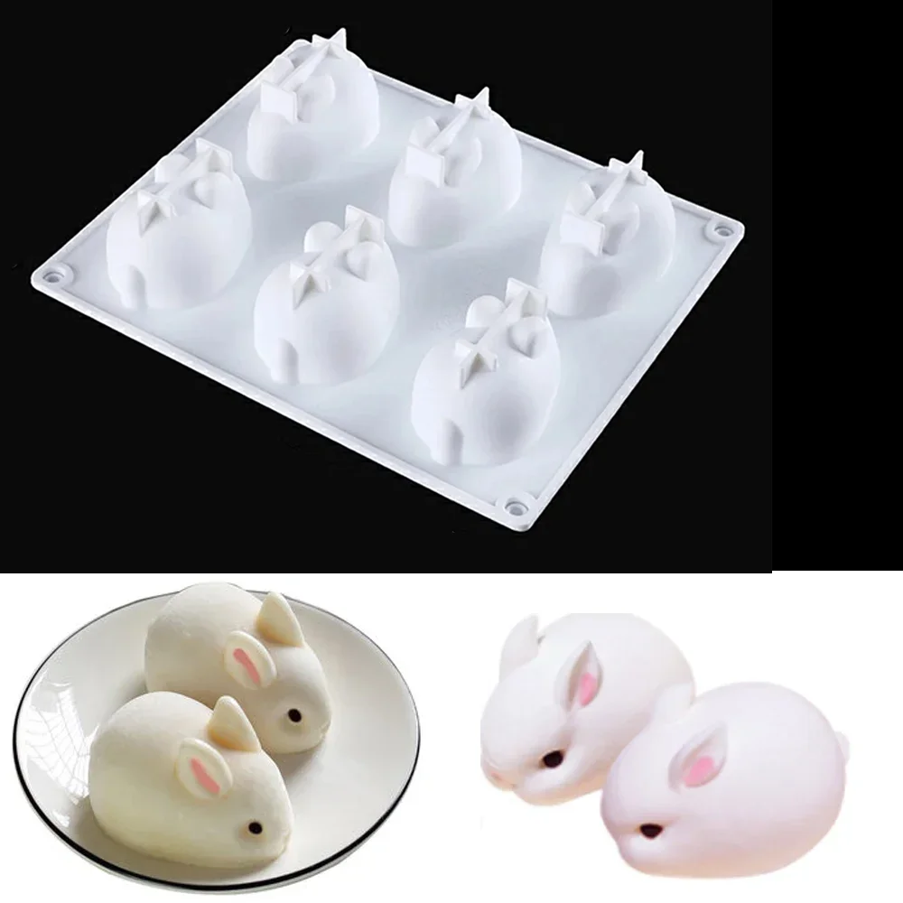 3D Kaninchen Silikon Seife Form DIY Kerze Form Nette Kuchen Pudding Schokolade Dessert Backen Zubehör Kerze Machen Liefert Image