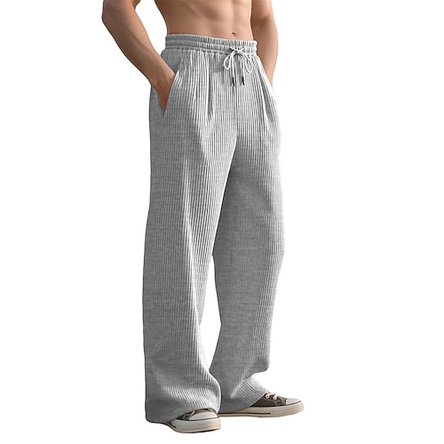 Herren Jogginghose Cordhose Hose Gerade geschnittene Sweatpants Kordelzug Tasche Elastischer Bund Einfach Komfort Sport im Freien Täglich Mode Lässig Armeegrün Schwarz Mikroelastisch Image