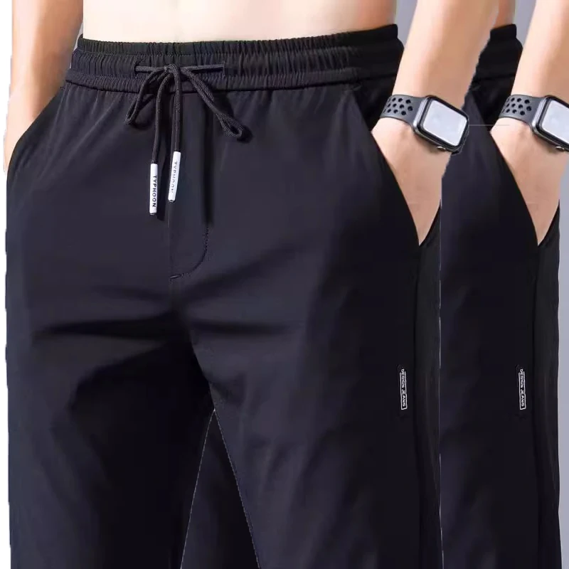 Schnell trocknende, große Größe zum Arbeiten, verschleißfeste Eisseide, nicht magnetisch, bügelfreie Jogginghose, gerade Sommer-Arbeitshose für Herren Image