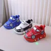Disney Kids'Casual Schuhe Led Licht Auto Club Cartoon PU Leder Frühling Schuhe Für Kinder Anti-slip Rot Blau schuhe Größe 21-30
