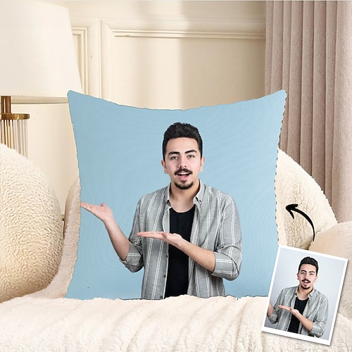personalisierter Foto-Kissenbezug, individueller Kissenbezug, Geschenk für ihn, Freunde und Familie, perfekt als Dekoration für das Sofa zu Hause und das Schlafzimmer Image