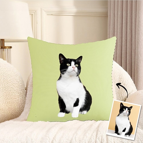 personalisierter Foto-Kissenbezug, individueller Kissenbezug, Geschenk für Katzenliebhaber, Freunde und Familie, perfekt als Dekoration für das Sofa zu Hause und das Schlafzimmer Image