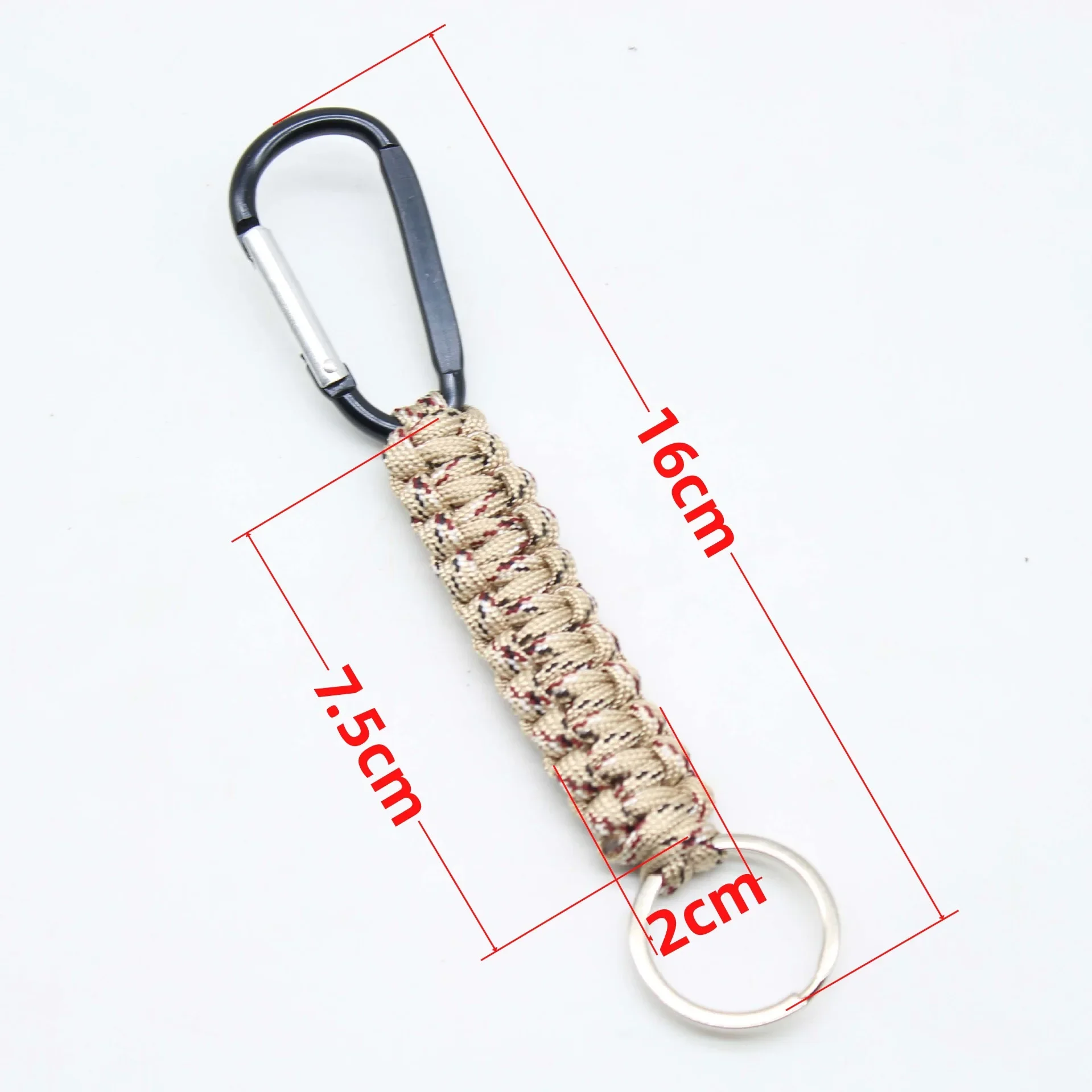Outdoor Paracord Karabiner Schlüsselanhänger Schwarz Schnell hängender Karabiner Siebenkern Paracord gewebter Schlüsselanhänger Hakenstück Image
