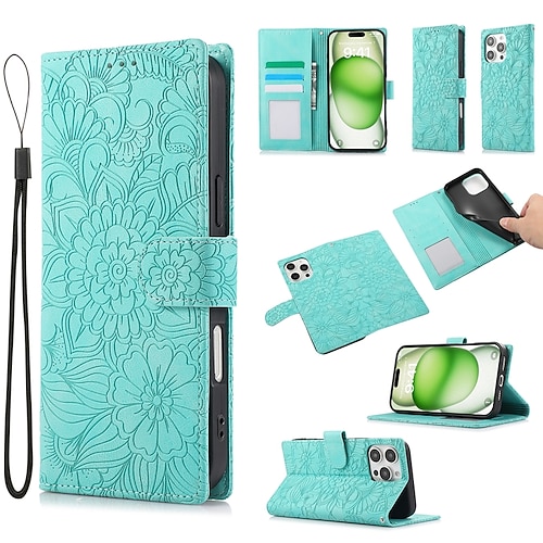 Handy Hülle Handyhüllen Für iPhone 17 Pro Max 17 Air 16 15 14 Pro Max Plus 13 12 11 Pro Max Rückseite Mit Ständer Mit Handgelenkschlaufe Kartenfach Retro TPU PU-Leder Image