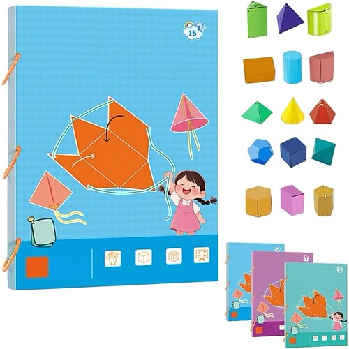 3D-Geometrie-Lernbuch mit Zugschnur, 9./12./15, Körper, geometrische Modelle für Kinder, lehren Volumen Formeln für die Oberfläche Image