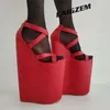 LAIGZEM Frauen Sandalen 20 CM Plattform Keile 30 CM High Heels Pumps Höhe Erhöhen Party Prom Schuhe Frau Große Größe 36 41 43 46 48