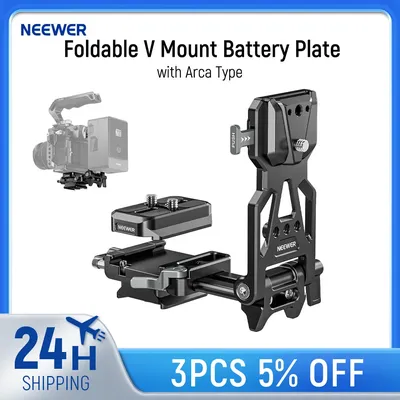 NEEWER Foldable V Mount Battery Plate with Arca Camera Baseplate for RS4 RS3 Gimbal & Tripod, Lightweight DSLR Camera Video Rig