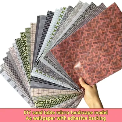 2 Stück DIY handgefertigter Sandtisch, Mikrolandschaftsarchitekturmodell mit selbstklebender Tapete, Zugmodellmaterial im A4-Format Image