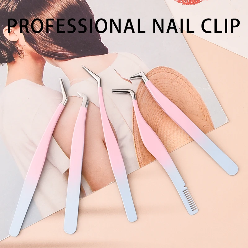 Wimpernverlängerungspinzette Wimpernpinzette für Wimpernverlängerung Gerade und gebogene Wimpernpinzette für Wimpernverlängerungskünstler Image