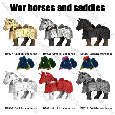 Mittelalterliche Militärkrieg Pferd Sattel Bausteine Napoleon Soldat Figuren Arme Kavallerie Berg Tier DIY Zubehör Ziegel Spielzeug Image
