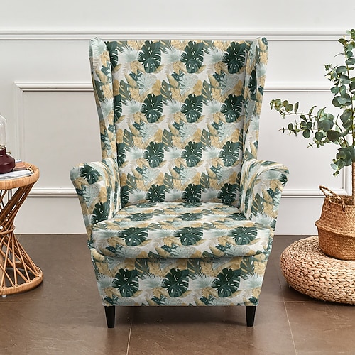 Ohrensesselbezug, Stretch-Polyester-Schonbezug mit Blumen-, Streifen- oder geometrischem Druck, Möbelschutz für das Wohnzimmer Image