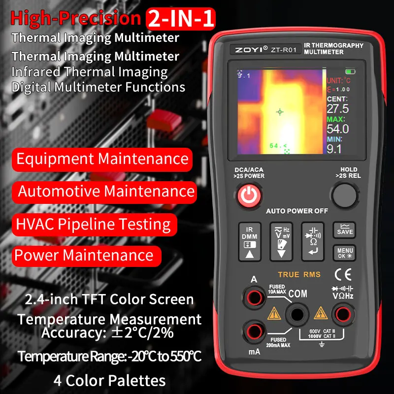 ZT-R01 Zwei-in-Eins-Infrarot-Wärmebild-Hochpräzises Multimeter für industrielle elektrische Fußbodenheizung, Wartung der Leiterplatten
