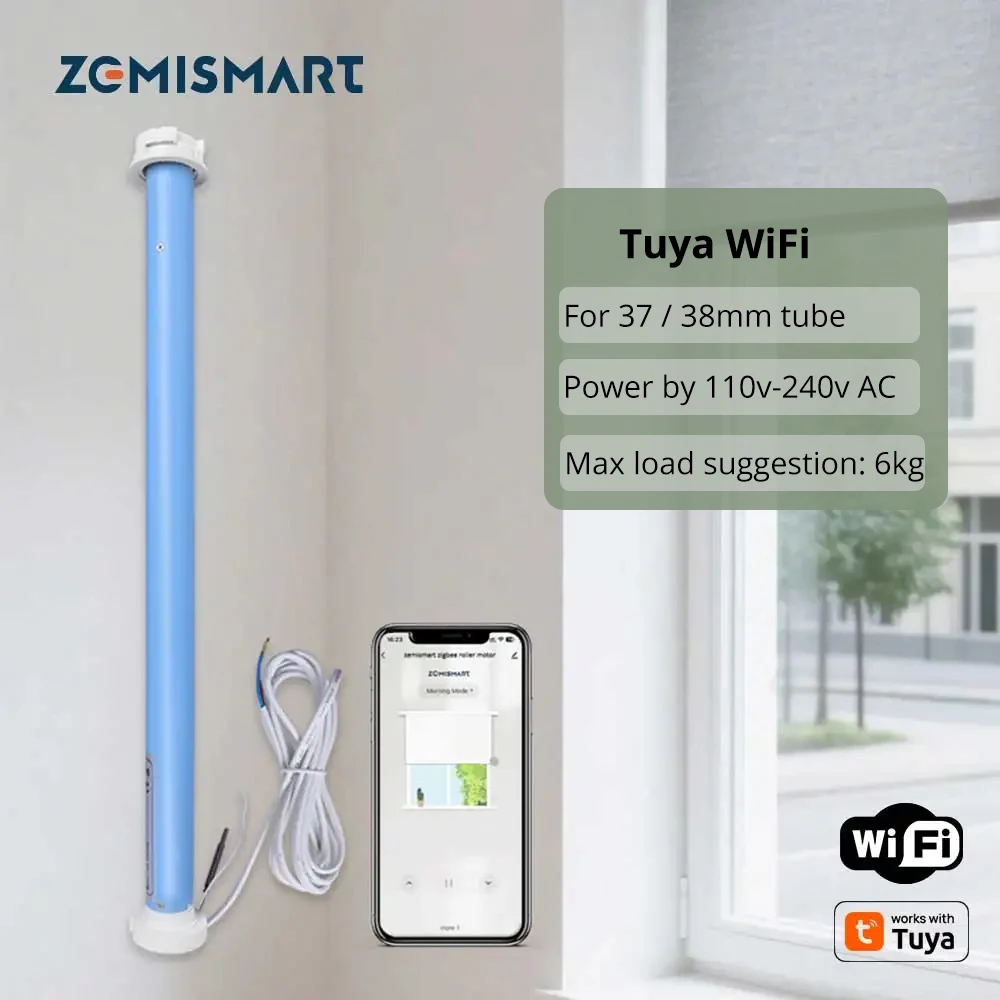 Zemismart WiFi-Rollo-Motor für 37/38 mm Rohr | Smart Tuya App, Alexa Google Home Sprachsteuerung Smart Driver