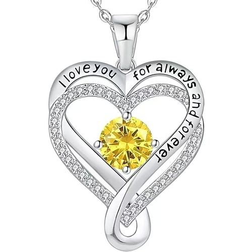 personalisierte Geburtsstein-Herzkette für sie, echter 925er Sterlingsilber-Schmuck, Geschenk für Frauen, Jahrestag, Geburtstag, Valentinstag Image