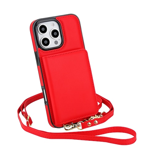 Handy Hülle Handyhüllen Für 16 15 14 Pro Max 16e 13 Pro Max 13 Mini Rückseite mit Trageriemen Ständer Kartenfach Retro TPU PU-Leder Image
