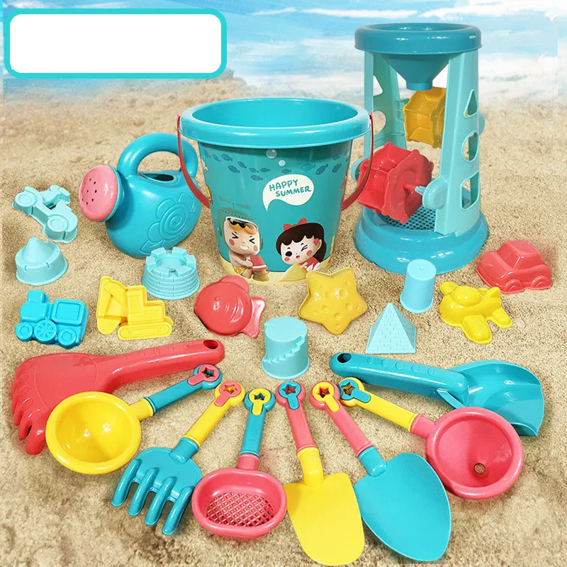 23PCS Sommer Strand Set Spielzeug Für Kinder Graben Sand Kunststoff Eimer Bewässerung Flasche Schaufeln Kinder Strand Wasser Spiel Spielzeug werkzeuge