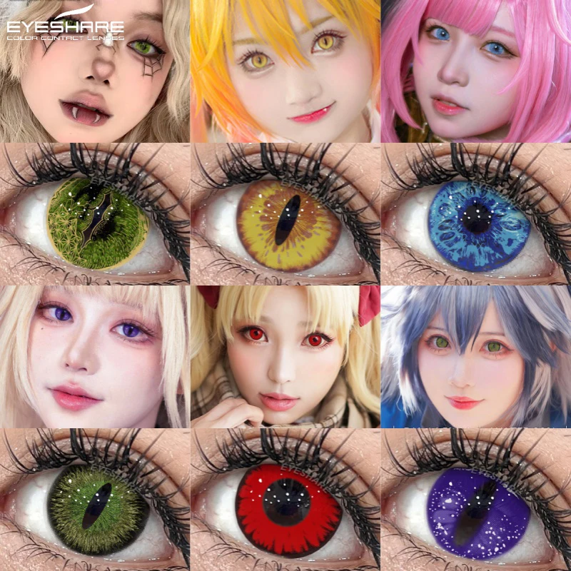 EYESHARE 2 Stück Halloween-Kontaktlinsen für Augen, Cosplay-Linsen, weiße Anime-Linsen, Anime-Zubehör, rote Augenkontakte, jährliche Verwendung Image