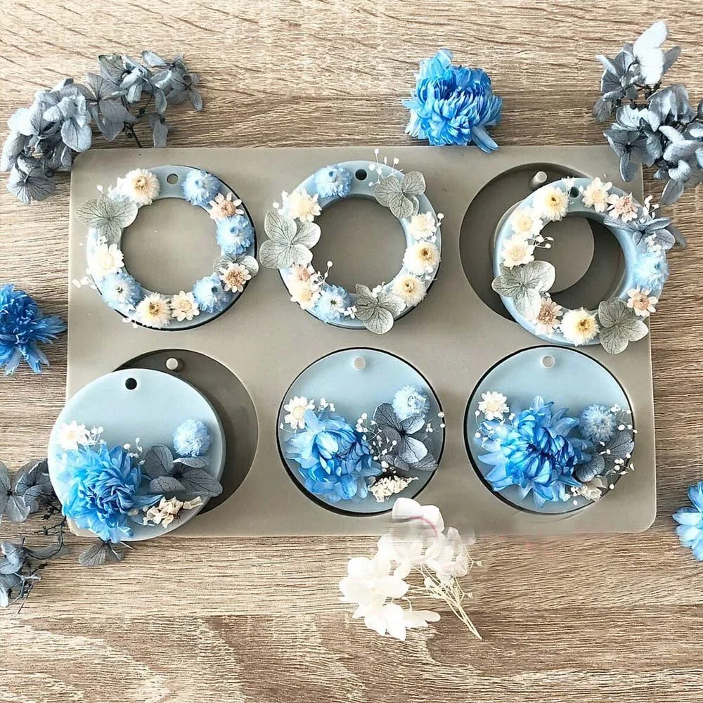 1PC 6 Löcher Runde Ring Silikon Form Soja Kerzen Aroma Wachs Tabletten Form Handgemachte Silikon Form Seife Machen Zubehör Image