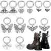 12 Stück 6 Stile Gothic Punk Schuh Charms 1,7~2,4'' Butterfly Herz Schuh Charms Legierung Stiefel Anhänger Schnürsenkel Charms mit Frühling