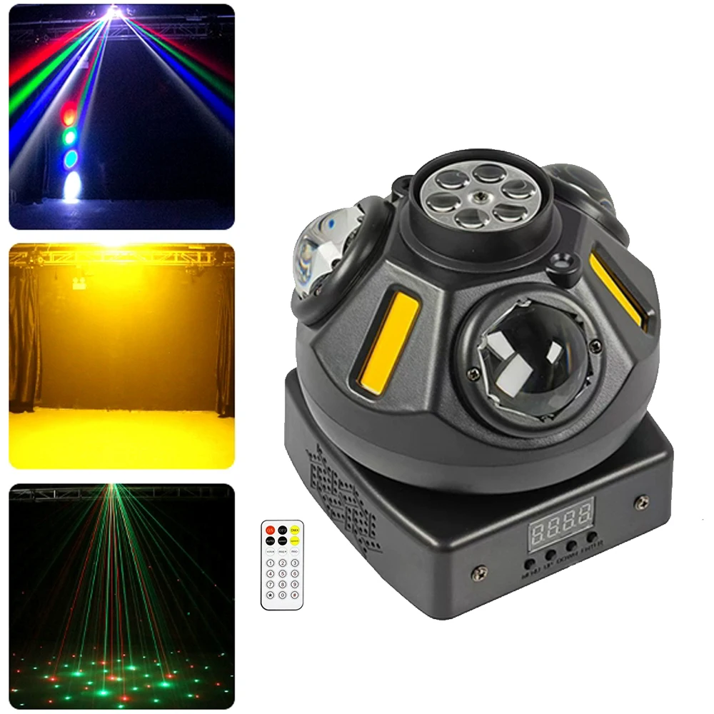 4IN1 Effect Pattern Party Lights 50W LED Beam Moving Head Lights LED Strobe Lights Stage Laser Light DMX Control DJ Disco Light