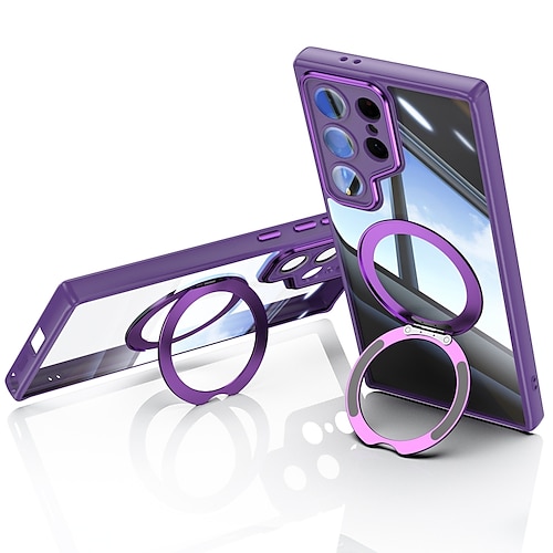 Handy Hülle Handyhüllen Für Samsung Galaxy S25 Ultra S24 Ultra S23 Ultra S24 FE Rückseite Magnetisch Ständer Stoßfest Rüstung TPU Image