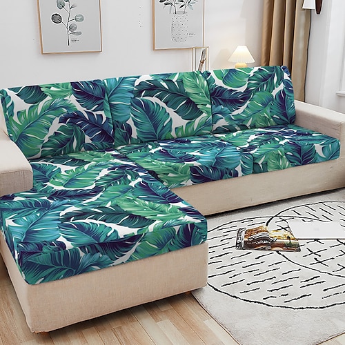 Sitzkissenbezüge, florale, garngefärbte Mikrofaser-Schonbezüge für Esszimmerstühle oder Terrassenmöbel, waschbar und dehnbar Image