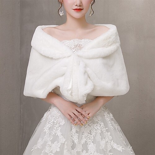 Kunstfell-Schal, Wickelstola, Shrug, Winter, Braut, Hochzeit, Schal, Wickeltuch, Abendparty, Cover-up für Frauen Image