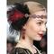 Damen-Stirnband mit goldenen Perlen und Federn im Stil der 1920er Jahre mit Strassketten – Vintage-Haar-Accessoire für Gatsby-Partys und Flapper