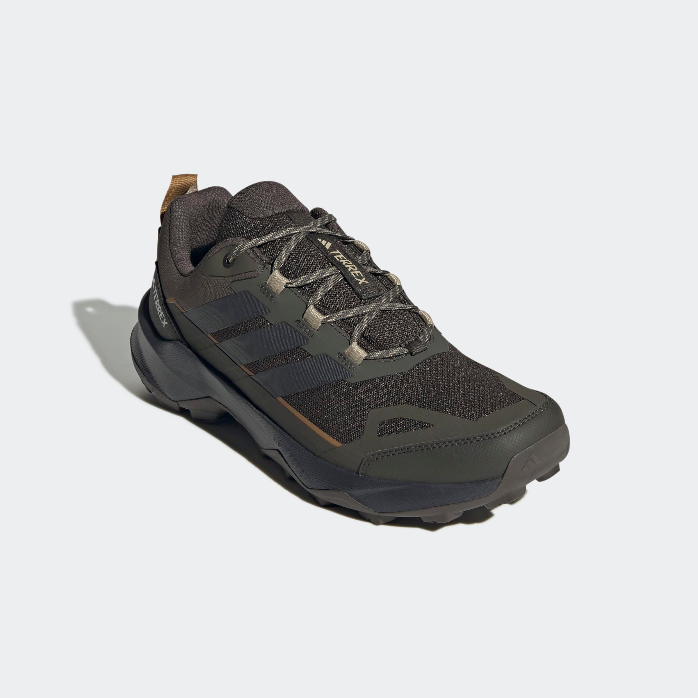Wanderschuh ADIDAS TERREX "SKYCHASER AX5 E", Gr. 42,5, grün (shadow olive, carbon, savannah), Synthetik, Textil, Schuhe