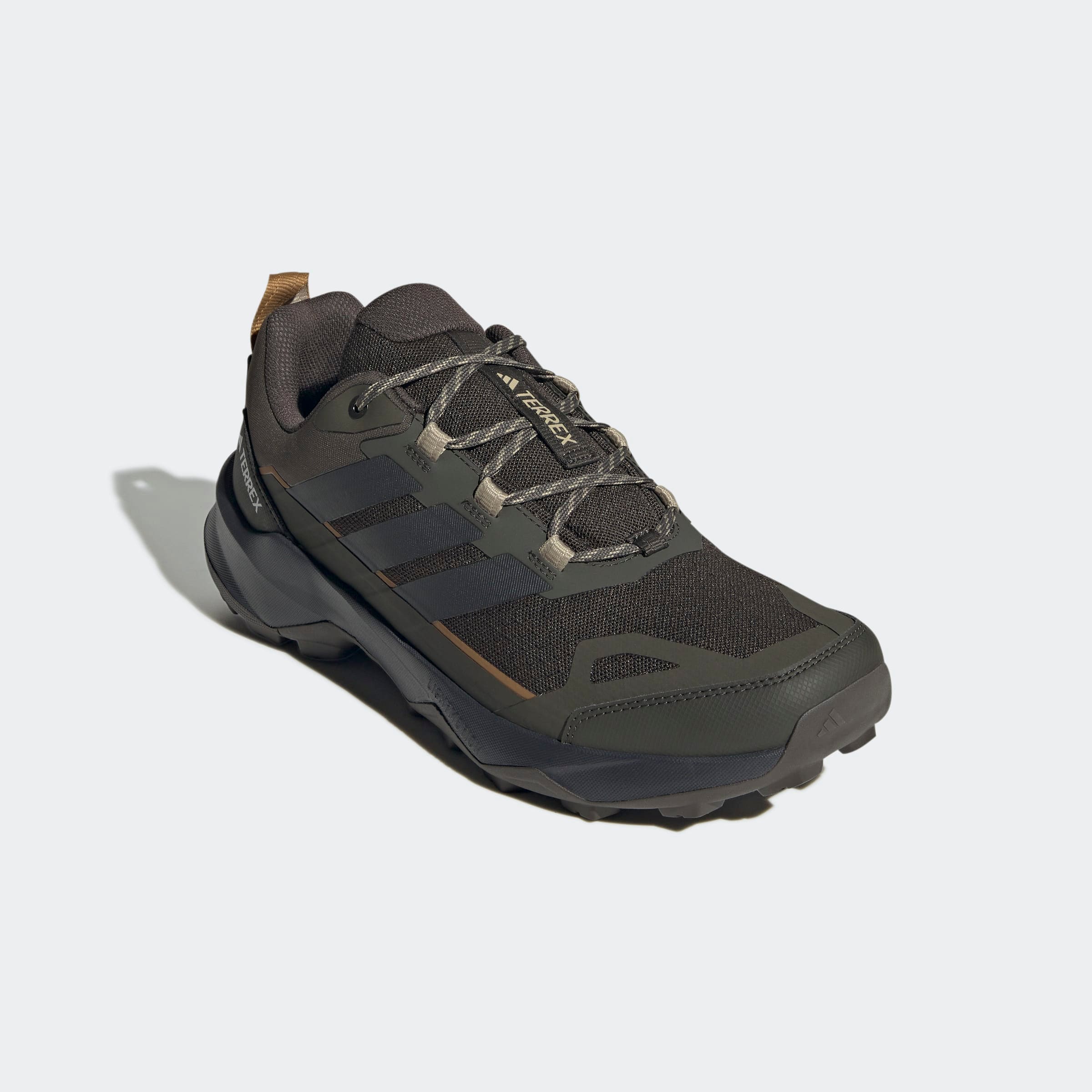 Wanderschuh ADIDAS TERREX "TERREX SKYCHASER AX5", Herren, Gr. 44, shadow olive, carbon, savannah, Synthetik, Textil, Schuhe Wanderschuh