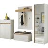 Garderoben-Set INOSIGN "City/Giron, moderne Garderobe, viel Stauraum, ca. 24 Schuhe", weiß, B:255cm H:200cm T:35cm, Holzwerkstoff, Kastenmöbel-Sets, enthält Schrank, Paneel, Schuhschrank & Garderobenbank mit Sitzkissen