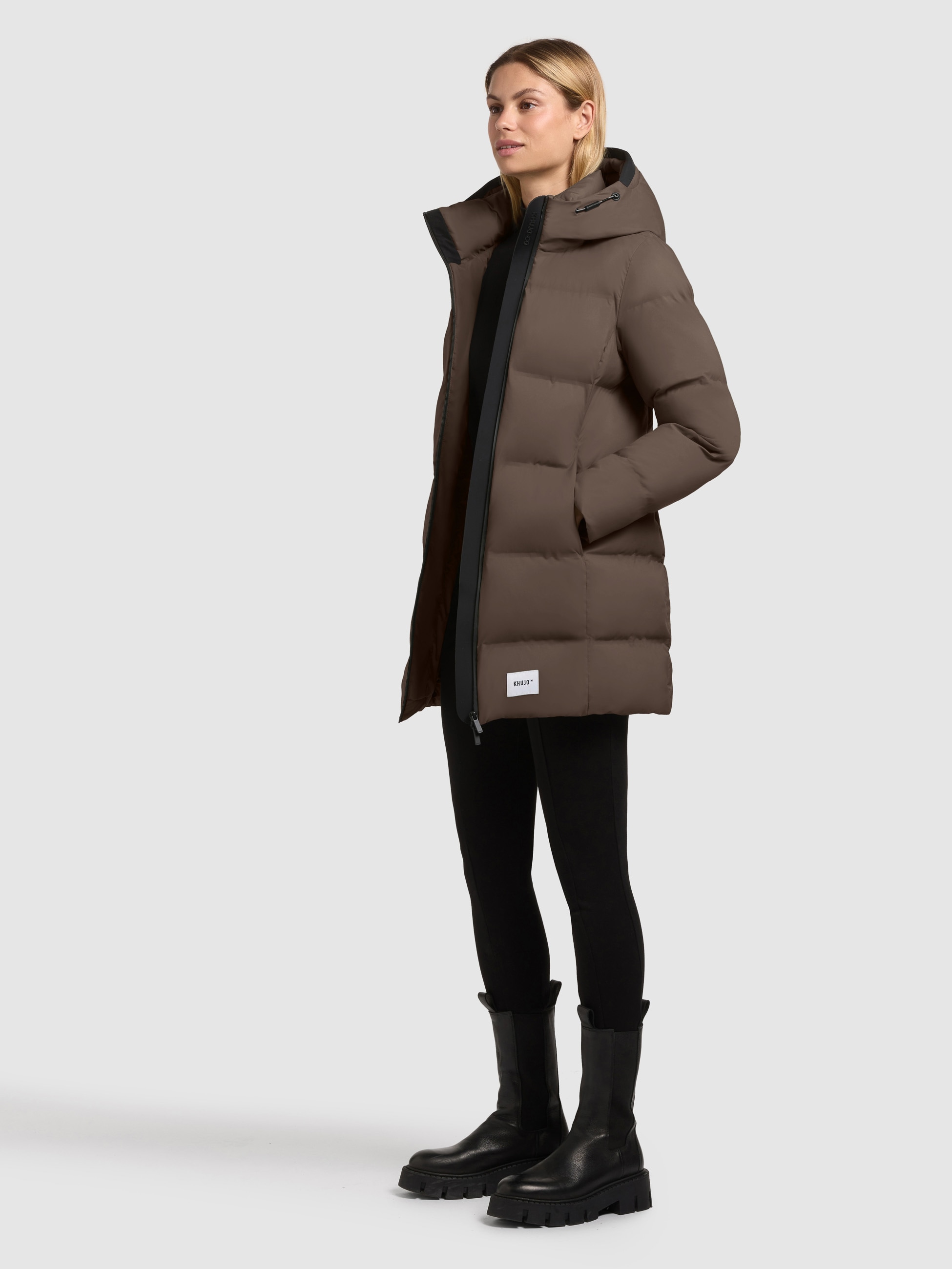 Steppjacke KHUJO "TANARE3", Damen, Gr. XXL, dull grün, 100% Nylon, unifarben, regular fit, eingesetzt elastischer Bund, Jacken, Topseller Image