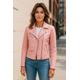 Infinity Leather Womens Baby Pink Classic Brando Biker Jacket - Soweto - Light Pink Lamb Leather - Size 22 UK